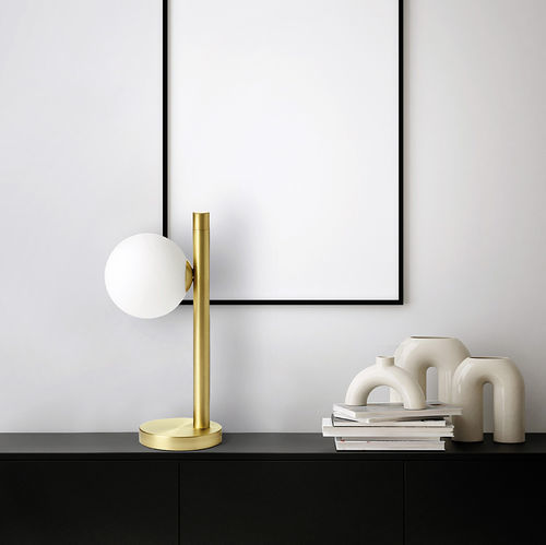 Tischlampe - POMÌ - Miloox - gebürstetes Messing / geblasenes Glas / modern