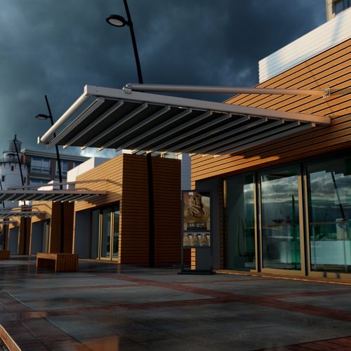 Hängende Pergola - DAKHLA ALERO LITE - Sahara Pergolas - Aluminium / mit Stoffüberdachung / Faltdach