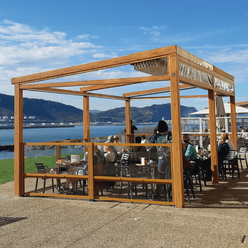 Selbsttragende Pergola - DAKHLA PILARES - Sahara Pergolas - Aluminium / mit Stoffüberdachung / maßgefertigt