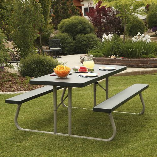 Moderner Picknicktisch - 2123G - Lifetime - HDPE / Gestell aus heißlackiertem Stahl / rechteckig