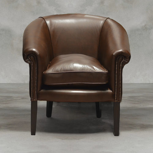 Klassischer Sessel - COGNAC - Harleq - Leder / Buche / mit abnehmbarem Kissen