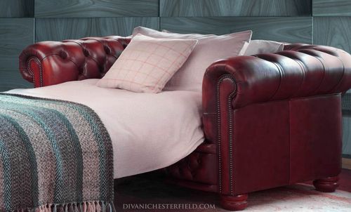 Bettsofa - PREMIUM - Harleq - Chesterfield / Leder / mit Armlehnen