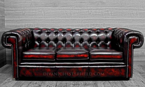 Chesterfield-Sofa - SQUARED  - Harleq - Leder / Holz / 3 Plätze