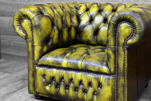 Chesterfield-Sessel - LEMON  - Harleq - Leder / Buche / grün