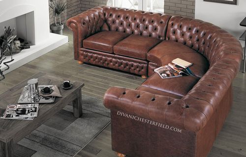 Ecksofa - Harleq - Chesterfield / Leder / braun