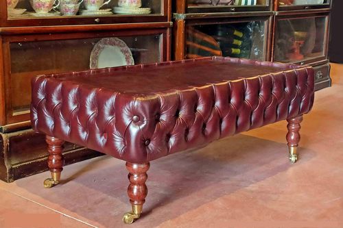 Chesterfield-Couchtisch - EXCLUSIVE - Harleq - Leder / Gestell aus Holz / rechteckig