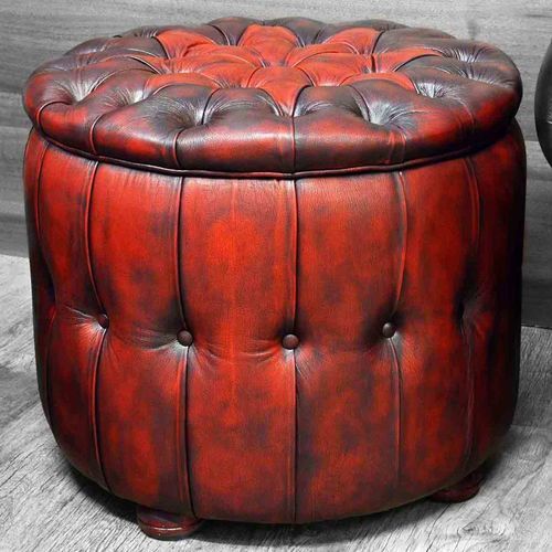 Chesterfield-Hocker - EXCLUSIVE : CIRCLE - Harleq - Leder / Gestell aus Holz / Polster
