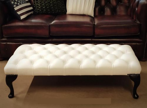 Chesterfield-Polsterbank - QUEEN ANNE - Harleq - Leder / Gestell aus Mahagoni / handgefertigt