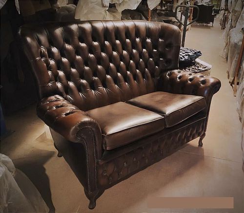 Chesterfield-Sofa - VINTAGE : MONK  - Harleq - Leder / Hochlehner / Holz