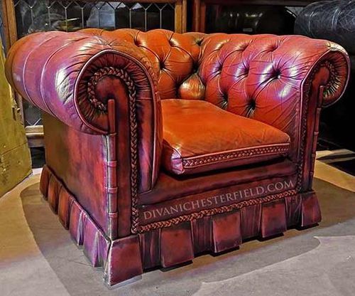 Chesterfield-Sessel - VINTAGE  - Harleq - Leder / mit Armlehnen