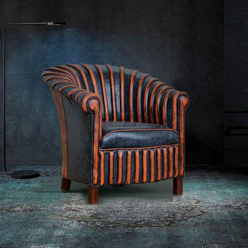 Moderner Sessel - SPINE - Harleq - Leder / Massivholz / handgefertigt