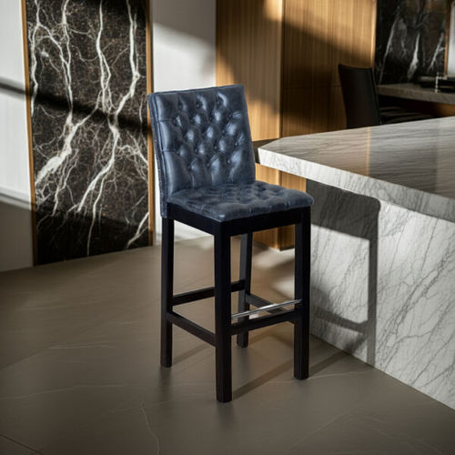 Chesterfield-Barhocker - SQUARED - Harleq - Leder / Holz / Buche