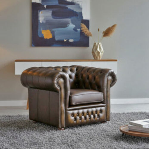 Chesterfield-Sessel - Harleq - Leder / Buche / Club