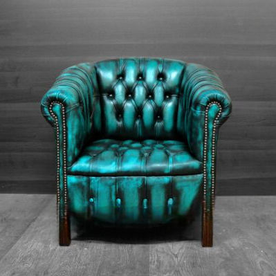 Moderner Sessel - TURQUOISE - Harleq - Leder / blau / mit Armlehnen