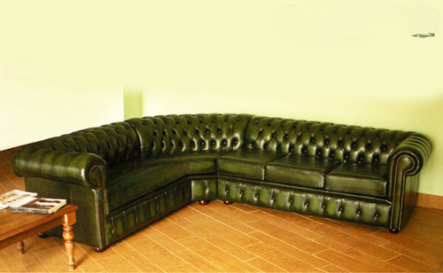 Modernes Sofa - ANGOLARE - Harleq - Leder / blau / grün