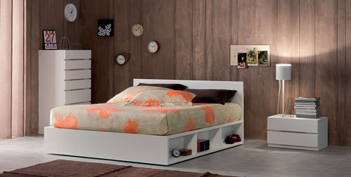 Doppelbett - PONGO G LD - OGGIONI - modern / mit integriertem Stauraum / Holz