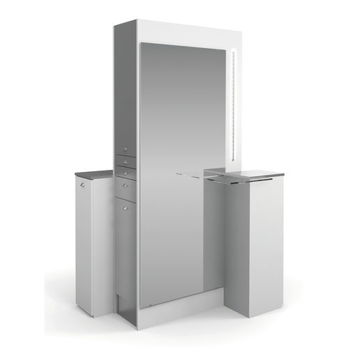 Moderner Schminktisch - LM-05-2 - kaemark - Laminat / für Frisörsalon / Zweisitzer