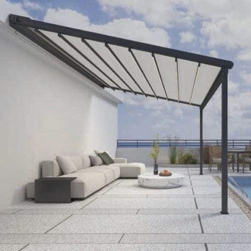 Vordach für Eingang - PERGOTENDE  - AmarantoIdea - für Terrasse / Metall / PVC