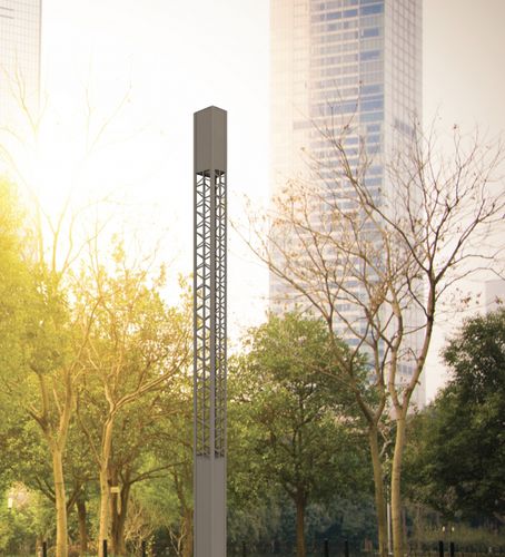 Moderne Leuchtsäule - IRUTA SKEW - BSI LIGHTING TECHNOLOGIES INC. - Edelstahl / Aluminiumguss / Hartglas