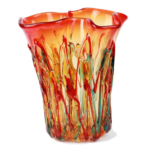 Moderne Vase - FLAMES : CUBA - Original Murano Glass s.n.c. - geblasenes Glas / Muranoglas / handgefertigt