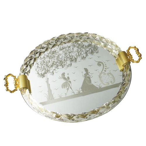Gold-Serviertablett - ELISABETTA  - Original Murano Glass s.n.c. - Muranoglas / für Privatgebrauch