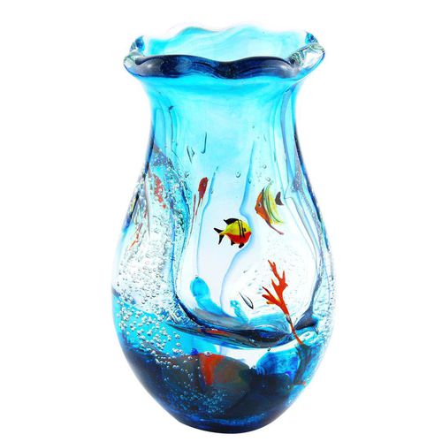 Moderne Vase - ANIMALS : FISH - Original Murano Glass s.n.c. - geblasenes Glas / Muranoglas / blau