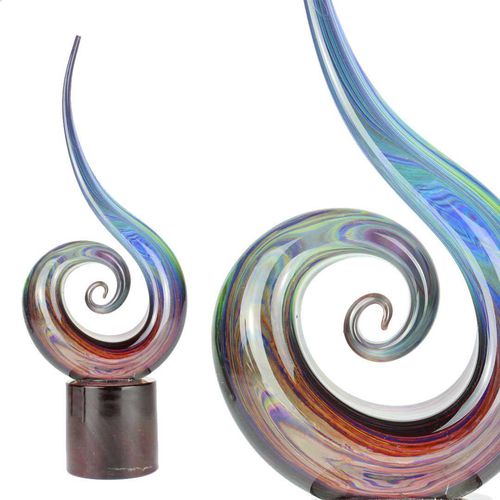 Muranoglas-Skulptur - ABSTRACT : LOVE WAVE - Original Murano Glass s.n.c. - Silber