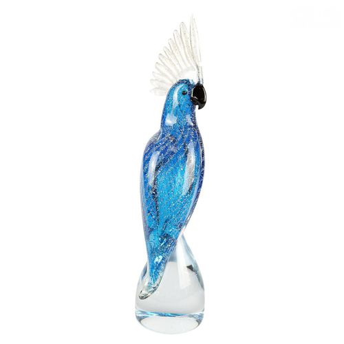 Muranoglas-Skulptur - PARROT  - Original Murano Glass s.n.c. - Kristall / Silber
