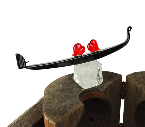 Muranoglas-Skulptur - GONDOLA HEARTS LOVE - VENICE - Original Murano Glass s.n.c. - für Außenbereich