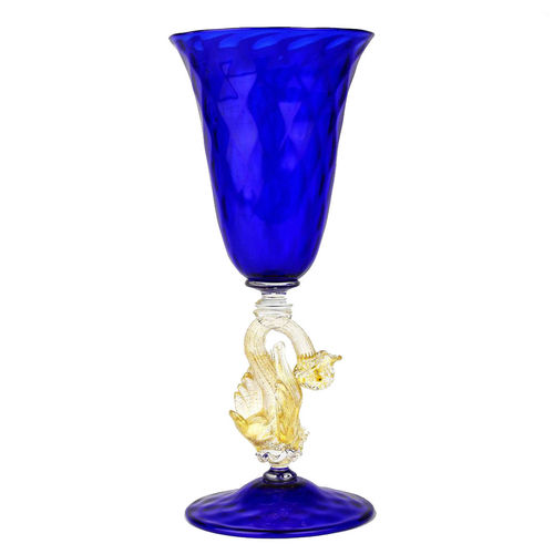 Glas mit Stiel - VENETIAN SWAN - Original Murano Glass s.n.c. - geblasenes Glas / Muranoglas