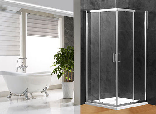 Glas-Duschkabine - A1800F - Shaoxing Joyful Bathroom Co., Ltd - mit Schiebetür / für Eckeinbau / Transparentglas