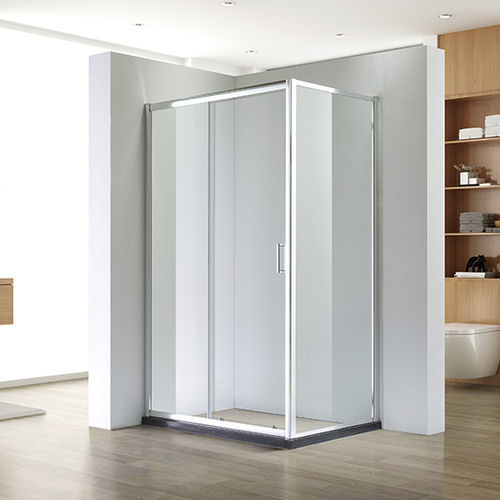 Glas-Duschkabine - A1800T-W - Shaoxing Joyful Bathroom Co., Ltd - mit Schiebetür / für Eckeinbau / Transparentglas