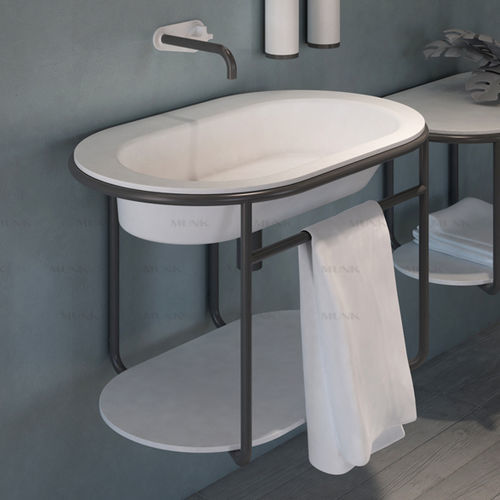 Wand-Waschbecken - P148W1 - Munk Building Materials Co., Ltd. - Acryl / Mineralwerkstoff / mit Ablage