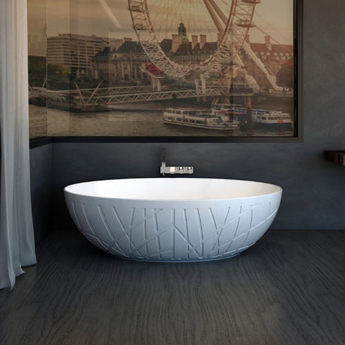 Ovale Badewanne - B117W4 - Munk Building Materials Co., Ltd. - freistehend / für Wohnungen / Mineralwerkstoff