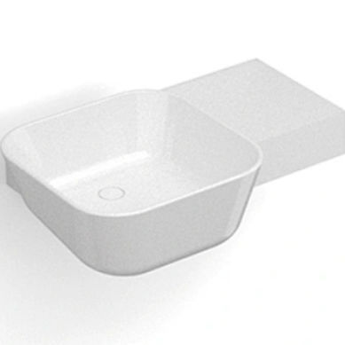 Wandmontiertes Waschbecken - P128W2 - Munk Building Materials Co., Ltd. - Mineralwerkstoff / rechteckig / 1-Loch
