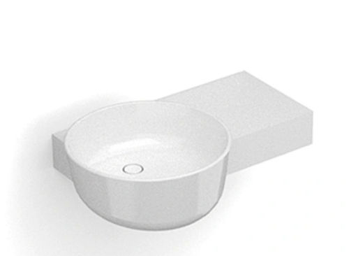 Wand-Waschtisch - P128W1 - Munk Building Materials Co., Ltd. - Mineralwerkstoff / kreisförmig / 1-Loch