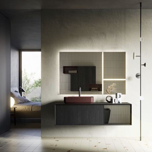 Wandhängender Waschtisch-Unterschrank - MODULA SYSTEM 04 - PUNTOTRE - melaminbeschichtet / modern / ohne Tür