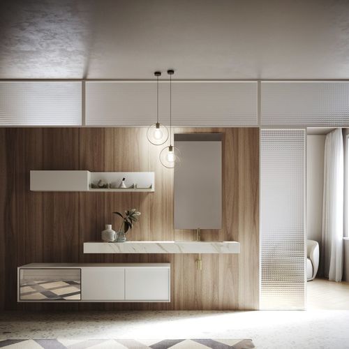 Wandhängender Waschtisch-Unterschrank - MODULA SYSTEM 03 - PUNTOTRE - melaminbeschichtet / modern / ohne Tür