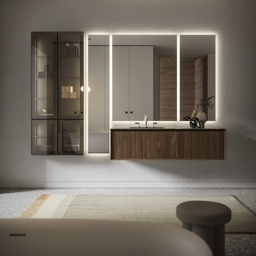 Wandhängender Waschtisch-Unterschrank - MODULA SYSTEM 07 - PUNTOTRE - Holz / Glas / modern