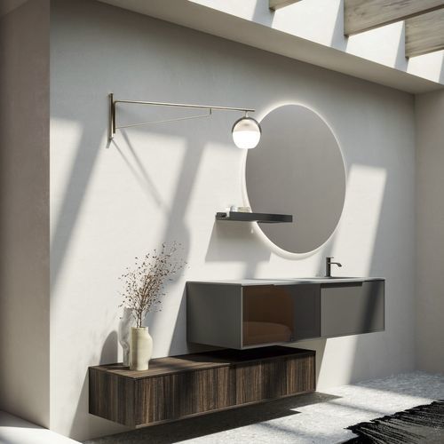 Wandhängender Waschtisch-Unterschrank - CORNICI SYSTEM 13 - PUNTOTRE - Glas / melaminbeschichtet / modern