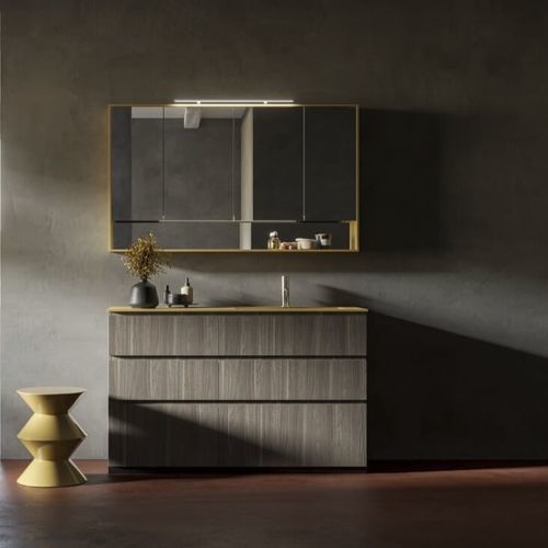 Freistehender Waschtisch-Unterschrank - COMP.34 - PUNTOTRE - Nussbaum / modern / ohne Tür