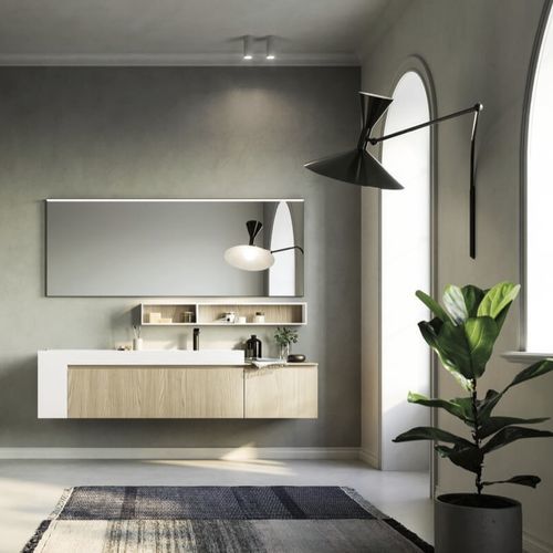 Wandhängender Waschtisch-Unterschrank - COMP.04 - PUNTOTRE - Laminat / modern / ohne Tür
