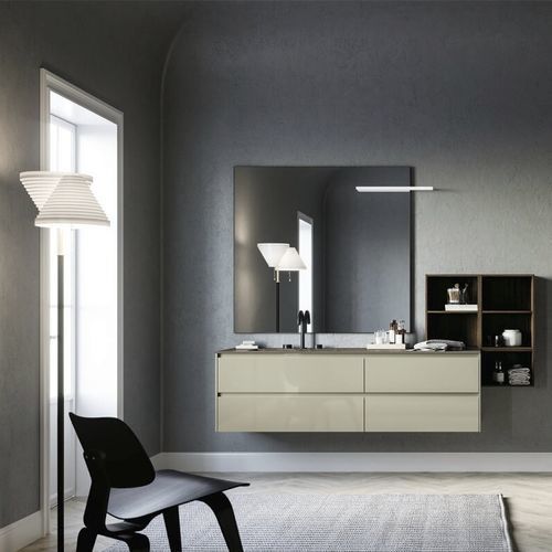 Wandhängender Waschtisch-Unterschrank - COMP.06 - PUNTOTRE - melaminbeschichtet / Steinzeug / modern