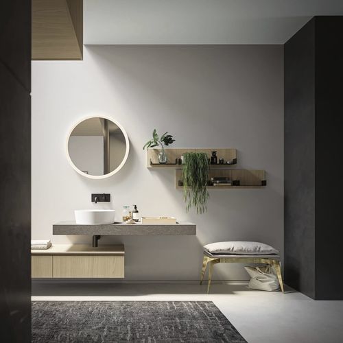 Wandhängender Waschtisch-Unterschrank - COMP.08 - PUNTOTRE - Laminat / modern / ohne Tür