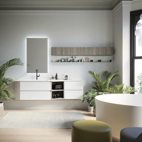 Wandhängender Waschtisch-Unterschrank - COMP.09 - PUNTOTRE - Laminat / modern / ohne Tür