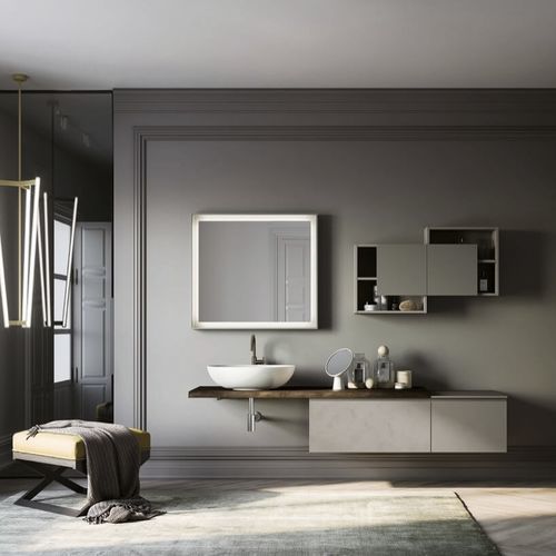 Wandhängender Waschtisch-Unterschrank - COMP.10 - PUNTOTRE - Massivholz / modern / ohne Tür