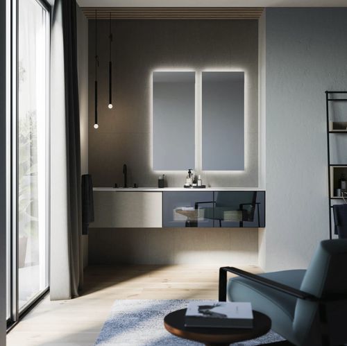 Wandhängender Waschtisch-Unterschrank - COMP.20 - PUNTOTRE - Laminat / Glas / Ocritech®