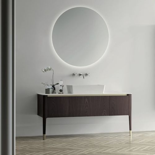 Wandmontierter Waschtisch-Unterschrank - ART07 - PUNTOTRE - Laminat / Messing / Mineralwerkstoff