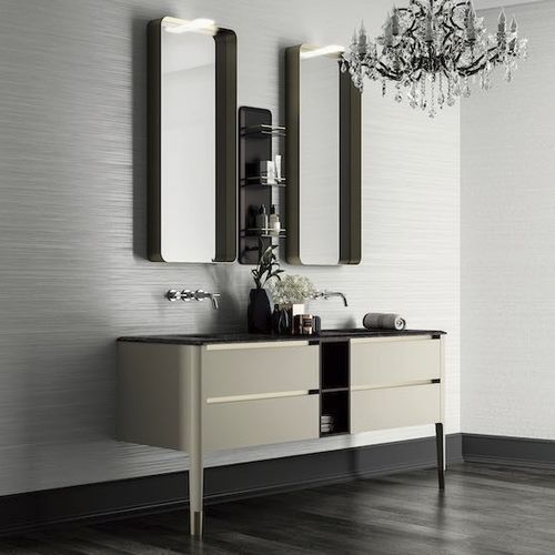 Doppelter Waschtisch-Unterschrank - ART10 - PUNTOTRE - wandmontiert / Laminat / Messing