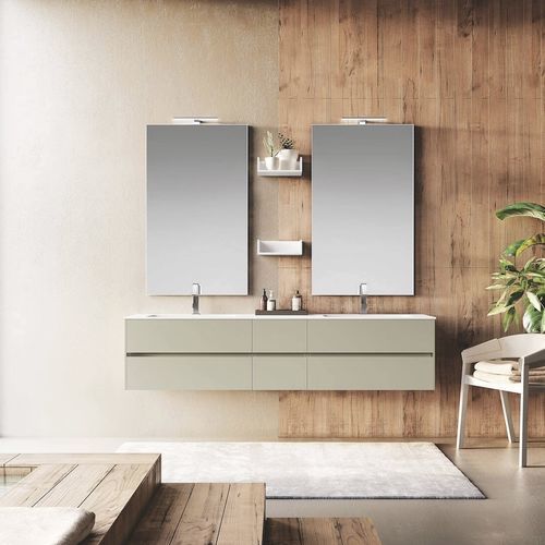 Doppelter Waschtisch-Unterschrank - U&D 05 - PUNTOTRE - wandhängend / Laminat / Ocritech®